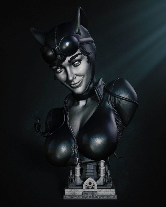 B3DSERK – Catwoman Bust Image 001 – Klaxium 3D Printed Collectible