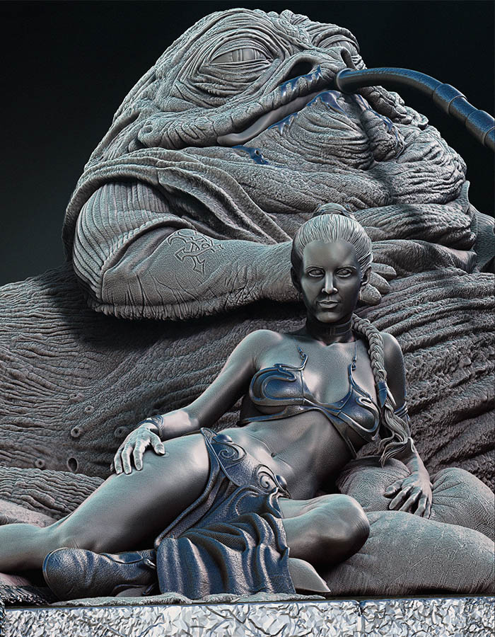 Leia and Jabba - Diorama 3D Printed Collectible – Klaxium