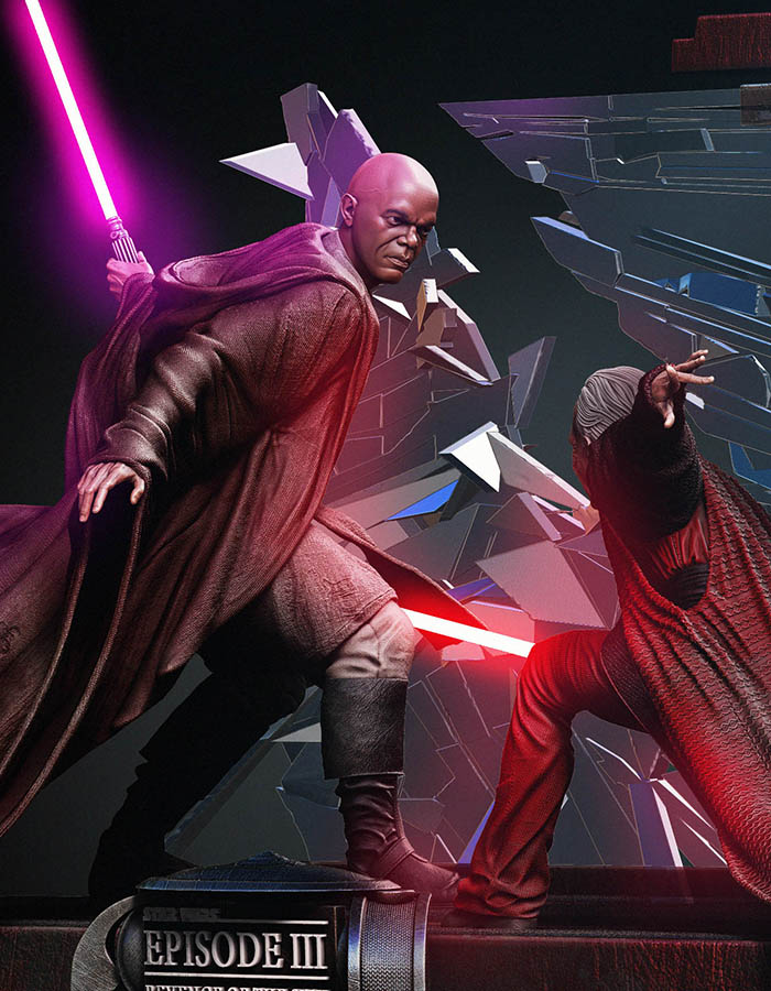 Mace Windu vs Palpatine - Diorama 3D Printed Collectible – Klaxium