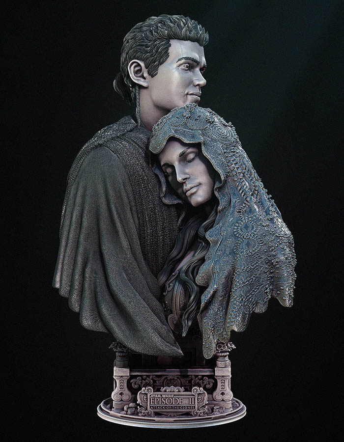 Young Anakin and Padme - Bust Portrait 3D Printed Collectible – Klaxium