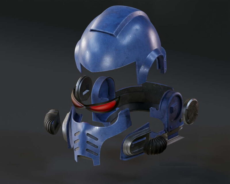 Primaris Space Marine Helmet – Exploded – Klaxium 3D Printed Collectible
