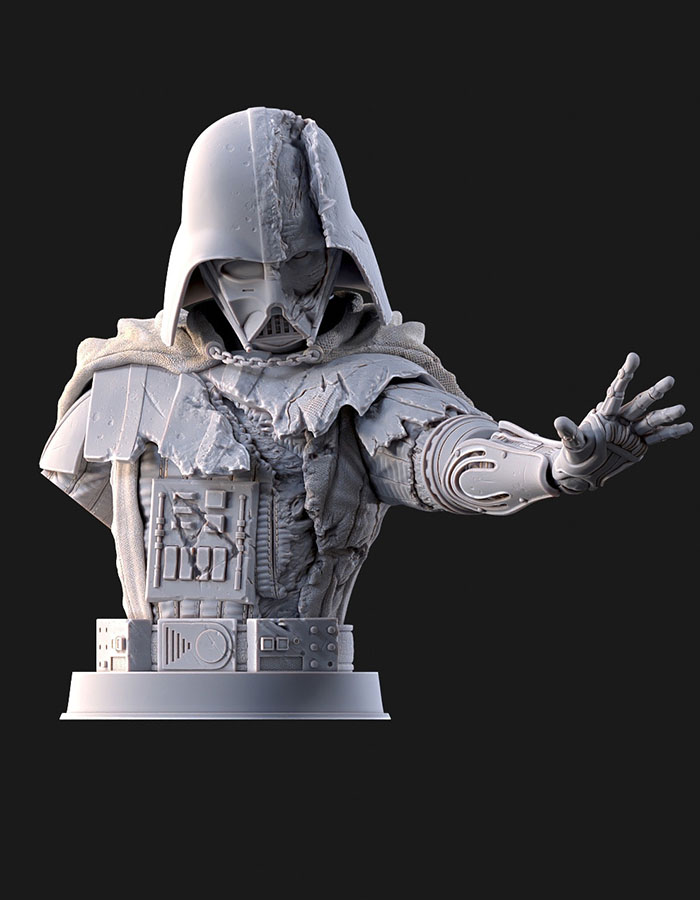 Damaged Darth Vader - Bust 3D Printed Collectible – Klaxium