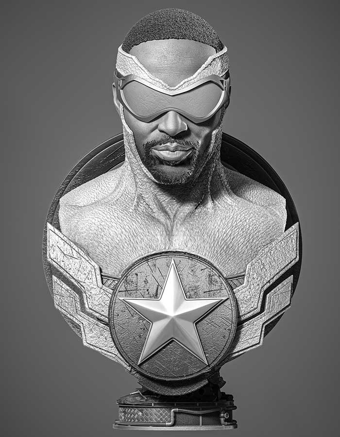 Falcon - Portrait Bust 3D Printed Collectible – Klaxium