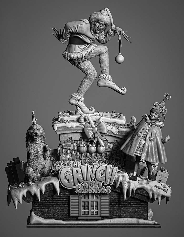 Grinch, Cindy and Max - Diorama 3D Printed Collectible – Klaxium