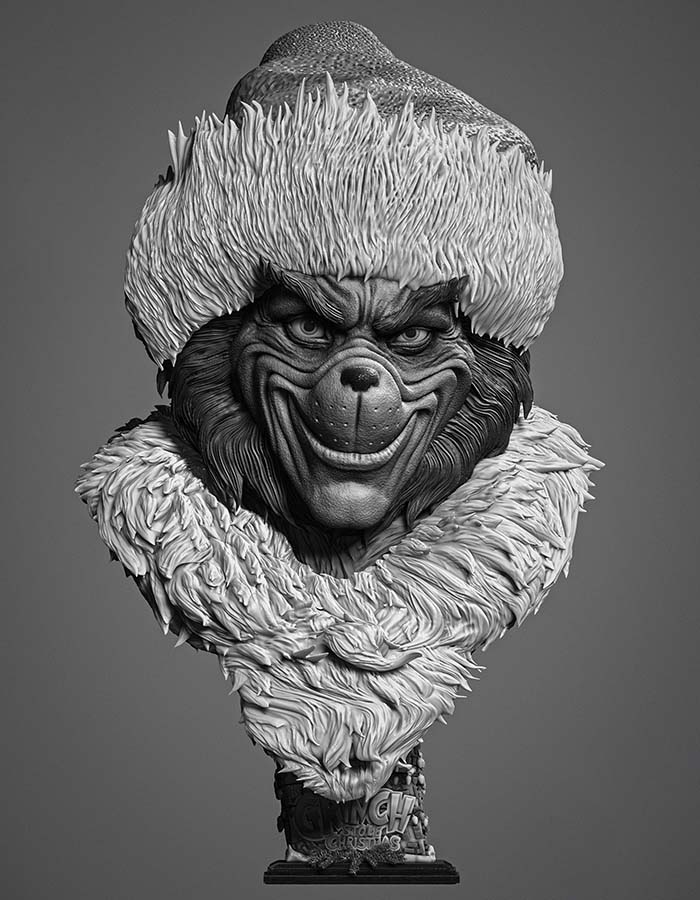 Grinch - Portrait Bust 3D Printed Collectible – Klaxium
