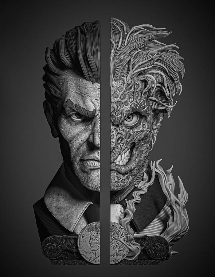 Two Face - Book Holder 3D Printed Collectible – Klaxium