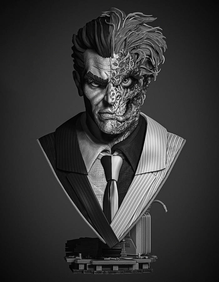 Two Face - Portrait Bust 3D Printed Collectible – Klaxium