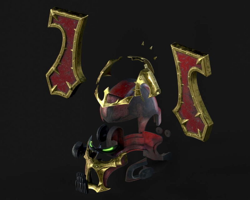 World Eater Chaos Helmet – Exploded – Klaxium 3D Printed Collectible