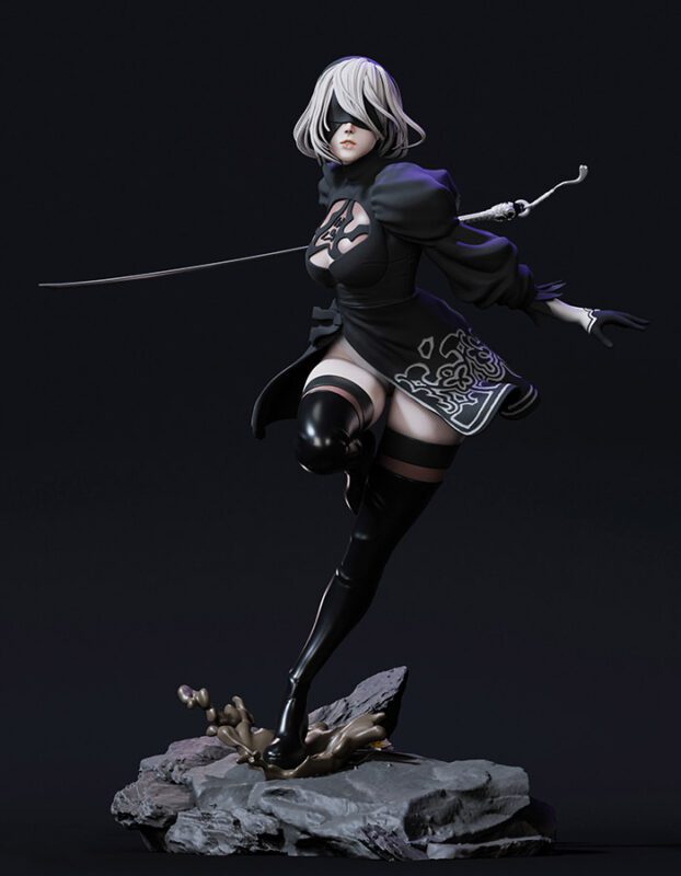 2B Nier Automata #2 - Sculpture 3D Printed Collectible – Klaxium